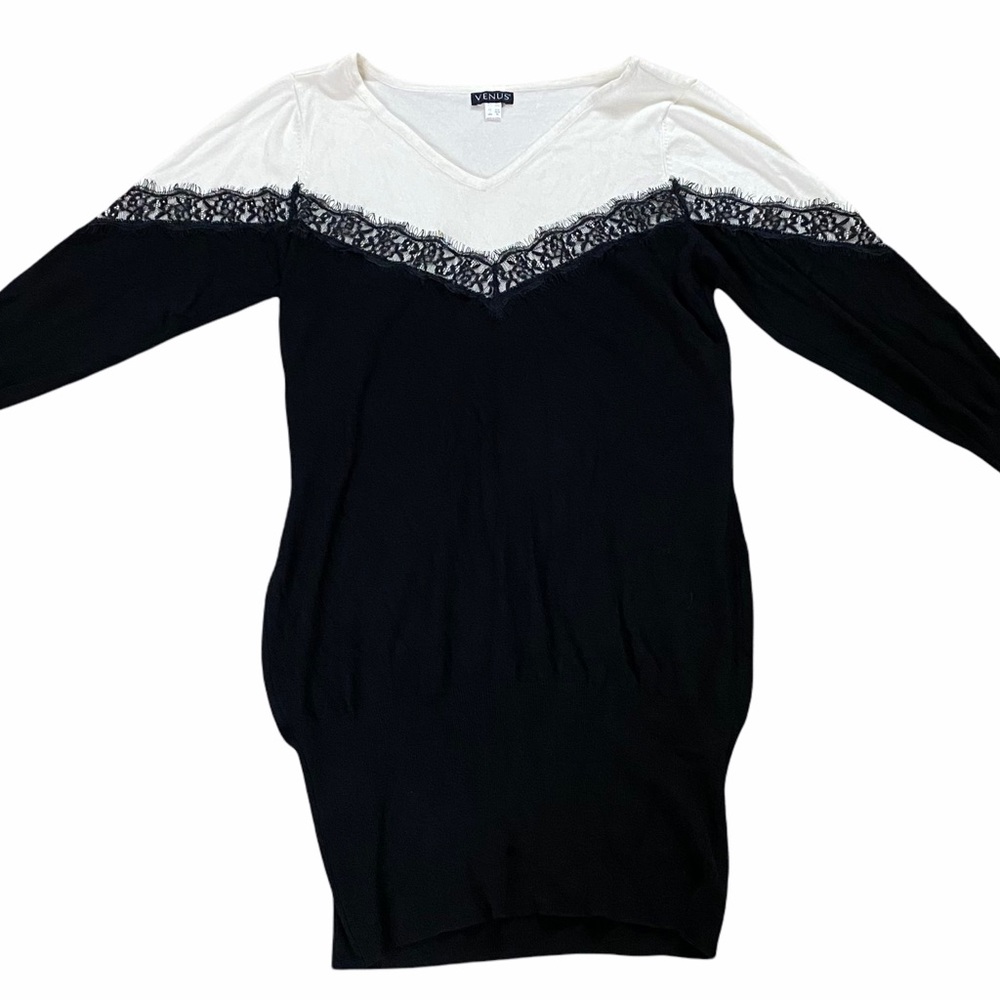 Venus dress sweater - Black And White Dress - Autumn Dress